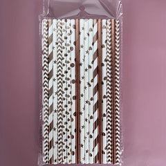 50pcs Rose Golden Paper Straws Party Supplies Wedding Baby Shower