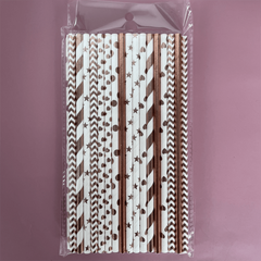50pcs Rose Golden Paper Straws Party Supplies Wedding Baby Shower