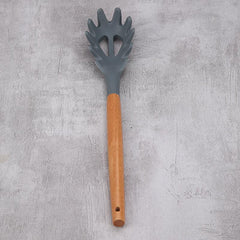 Wooden Handle Silicone Spaghetti Leak Spoon Kitchen Supplies