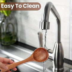 2pcs Non Stick Wooden Cooking Spoon Set Deep Soup Spoon for Easy Stirring
