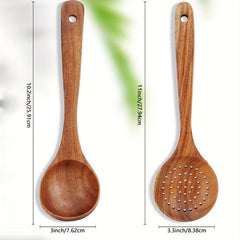 2pcs Non Stick Wooden Cooking Spoon Set Deep Soup Spoon for Easy Stirring