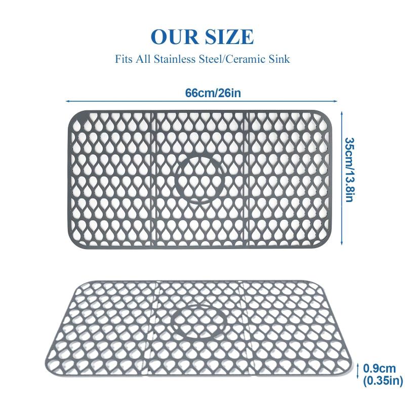 Silicone Sink Mat Cutable Kitchen Sink Protector Foldable Non Slip Mats