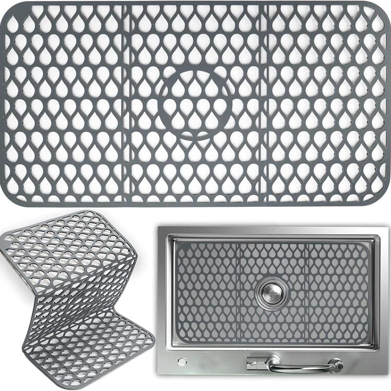 Silicone Sink Mat Cutable Kitchen Sink Protector Foldable Non Slip Mats