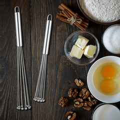 Stainless Steel Ball Whisk for Eggs and Baking, Manual Egg Beater and Mixer