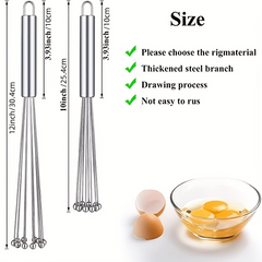 Stainless Steel Ball Whisk for Eggs and Baking, Manual Egg Beater and Mixer