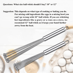 Stainless Steel Ball Whisk for Eggs and Baking, Manual Egg Beater and Mixer