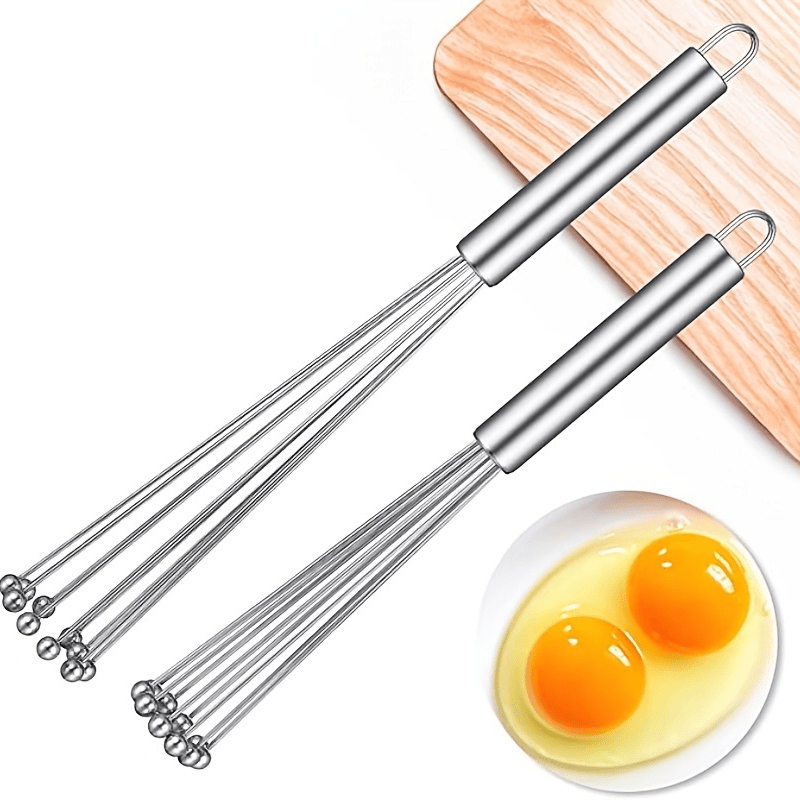 Stainless Steel Ball Whisk for Eggs and Baking, Manual Egg Beater and Mixer