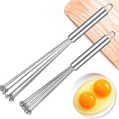 Stainless Steel Ball Whisk for Eggs and Baking, Manual Egg Beater and Mixer