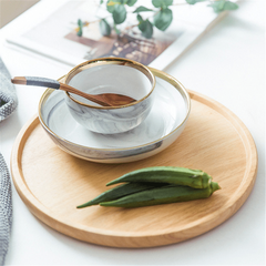 Wooden Round Serving Tray Pizza Plate Cutting Board