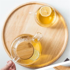 Wooden Round Serving Tray Pizza Plate Cutting Board