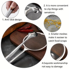 2pcs Stainless Steel Food Tongs Filter Spoon Clip Kitchen Frying Strainer Lad