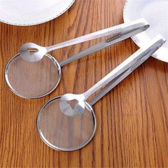 2pcs Stainless Steel Food Tongs Filter Spoon Clip Kitchen Frying Strainer Lad
