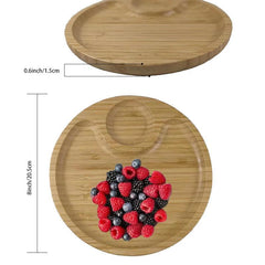 Bamboo Tray Grid Snack Platter for Cheese Pizza Melon Seeds