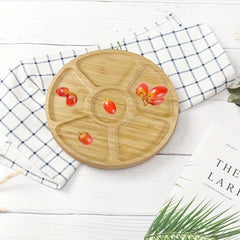 Bamboo Tray Grid Snack Platter for Cheese Pizza Melon Seeds