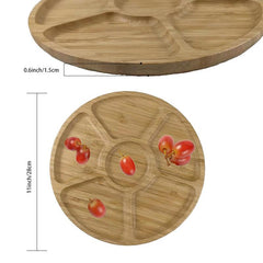Bamboo Tray Grid Snack Platter for Cheese Pizza Melon Seeds