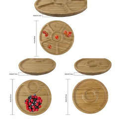 Bamboo Tray Grid Snack Platter for Cheese Pizza Melon Seeds