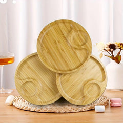 Bamboo Tray Grid Snack Platter for Cheese Pizza Melon Seeds
