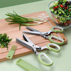 3-Layer Stainless Steel Kitchen Scissors Set with Brush Kit