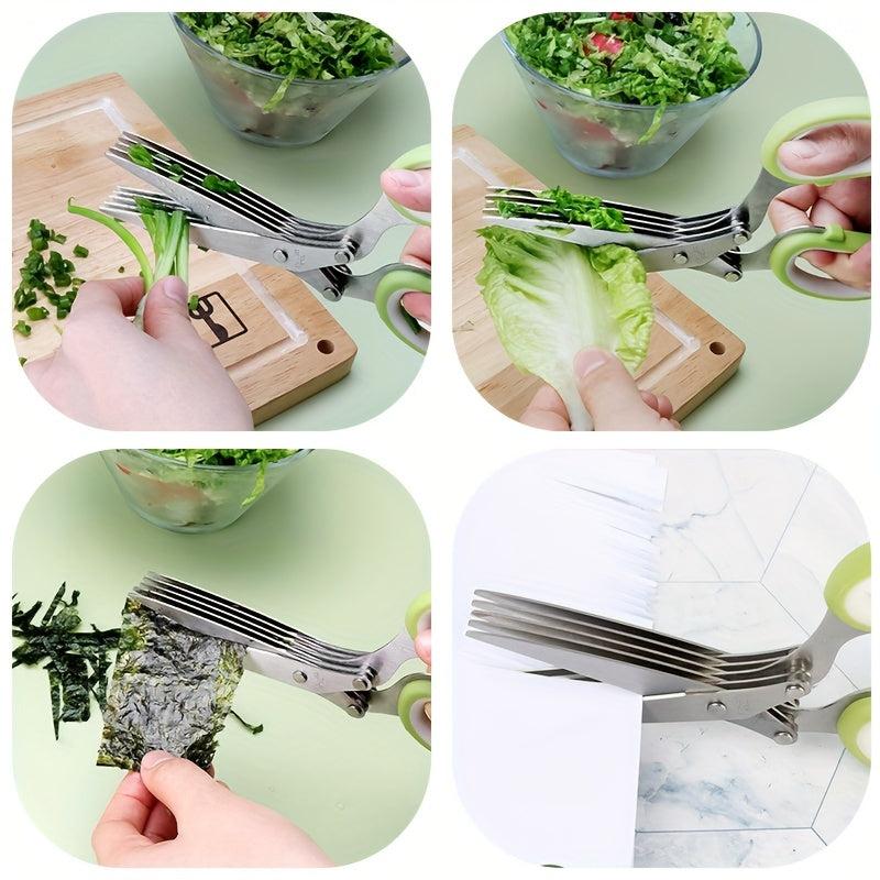 3-Layer Stainless Steel Kitchen Scissors Set with Brush Kit