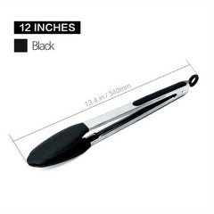 1pc Stainless Steel Silicone Kitchen Tongs for Cooking Baking Grilling