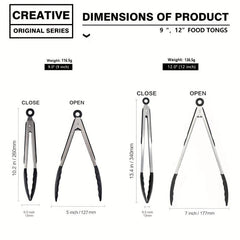 1pc Stainless Steel Silicone Kitchen Tongs for Cooking Baking Grilling