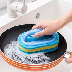 Sponge Cleaning Brush With Handle Kitchen Bathtub Scrubber