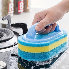 Sponge Cleaning Brush With Handle Kitchen Bathtub Scrubber
