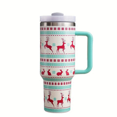 Christmas Stainless Steel Tumbler Santa Pattern Insulated Vacuum Water Cup