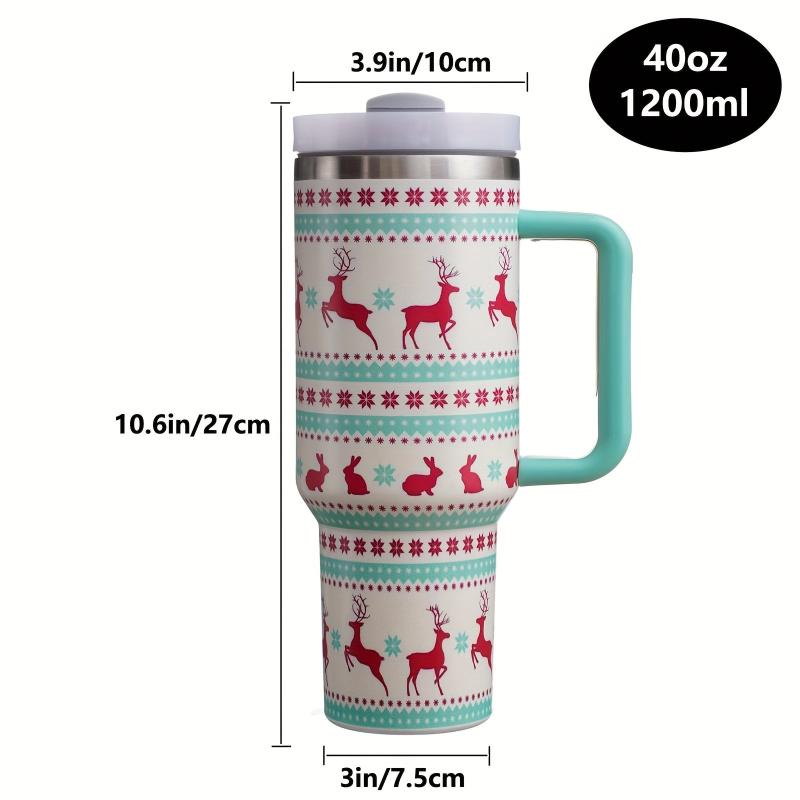 Christmas Stainless Steel Tumbler Santa Pattern Insulated Vacuum Water Cup