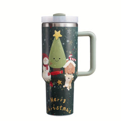 Christmas Stainless Steel Tumbler Santa Pattern Insulated Vacuum Water Cup