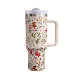Christmas Stainless Steel Tumbler Santa Pattern Insulated Vacuum Water Cup