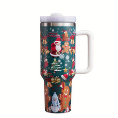 Christmas Stainless Steel Tumbler Santa Pattern Insulated Vacuum Water Cup