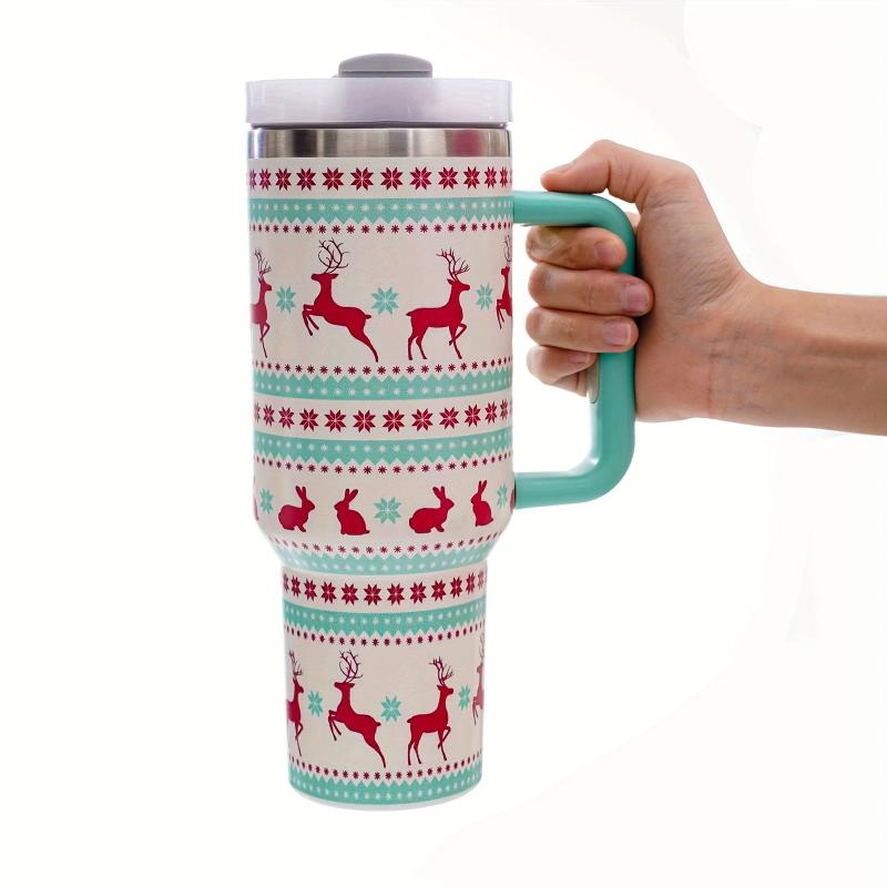 Christmas Stainless Steel Tumbler Santa Pattern Insulated Vacuum Water Cup