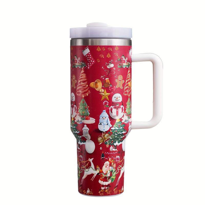 Christmas Stainless Steel Tumbler Santa Pattern Insulated Vacuum Water Cup