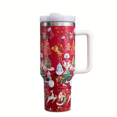 Christmas Stainless Steel Tumbler Santa Pattern Insulated Vacuum Water Cup