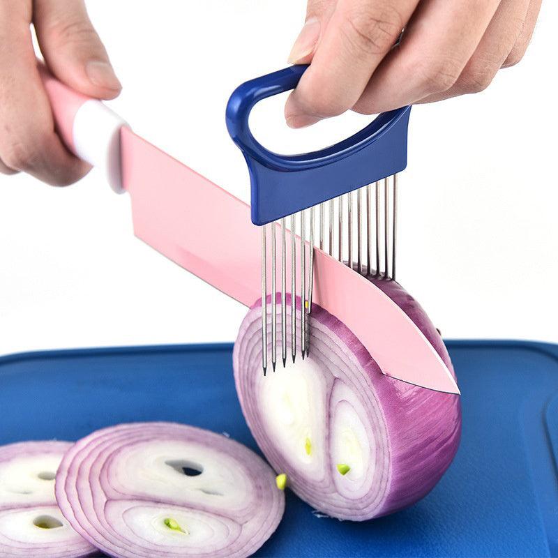 Onion Slicer Stainless Steel Plastic Handle Lemon Slicer