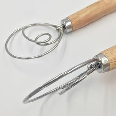 Stainless Steel Dough Whisk With Wooden Handle - Bread Making Tool