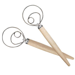 Stainless Steel Dough Whisk With Wooden Handle - Bread Making Tool