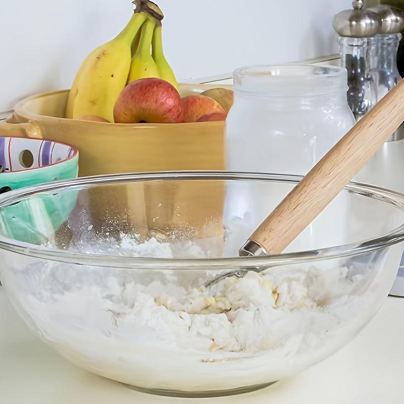 Stainless Steel Dough Whisk With Wooden Handle - Bread Making Tool
