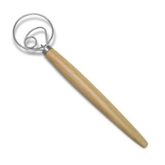 Stainless Steel Dough Whisk With Wooden Handle - Bread Making Tool
