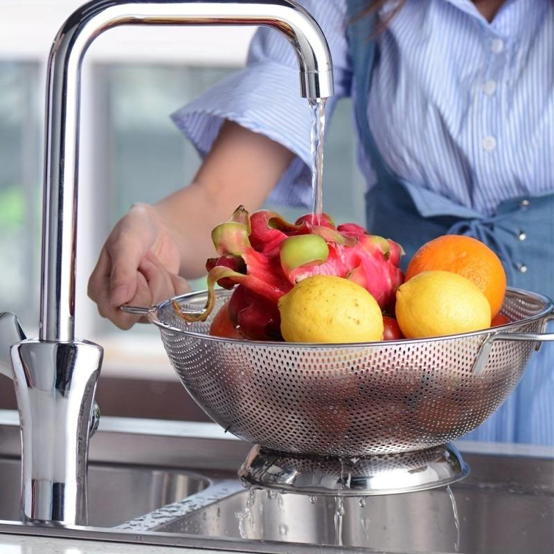 304 Stainless Steel Drainage Basket Double Ear Fruit Vegetable Washing Basket
