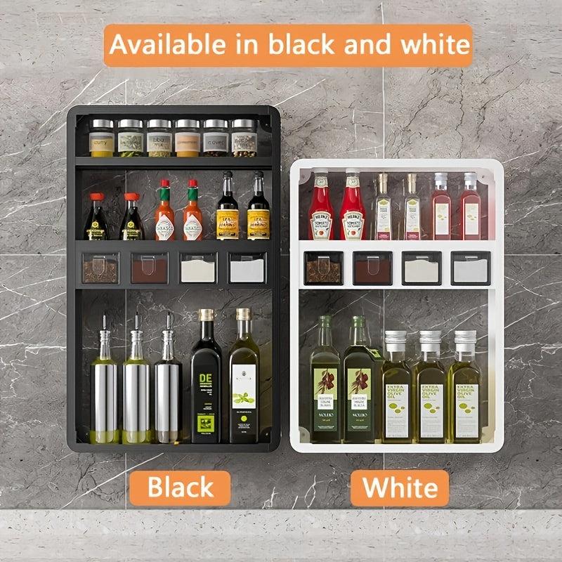 3 Tier Wall Mounted Spice Rack Organizer Seasoning Storage Containers