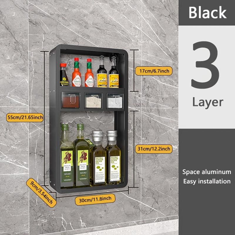 3 Tier Wall Mounted Spice Rack Organizer Seasoning Storage Containers