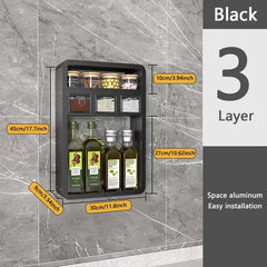 3 Tier Wall Mounted Spice Rack Organizer Seasoning Storage Containers