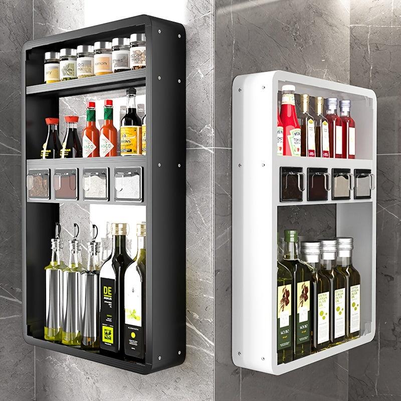 3 Tier Wall Mounted Spice Rack Organizer Seasoning Storage Containers
