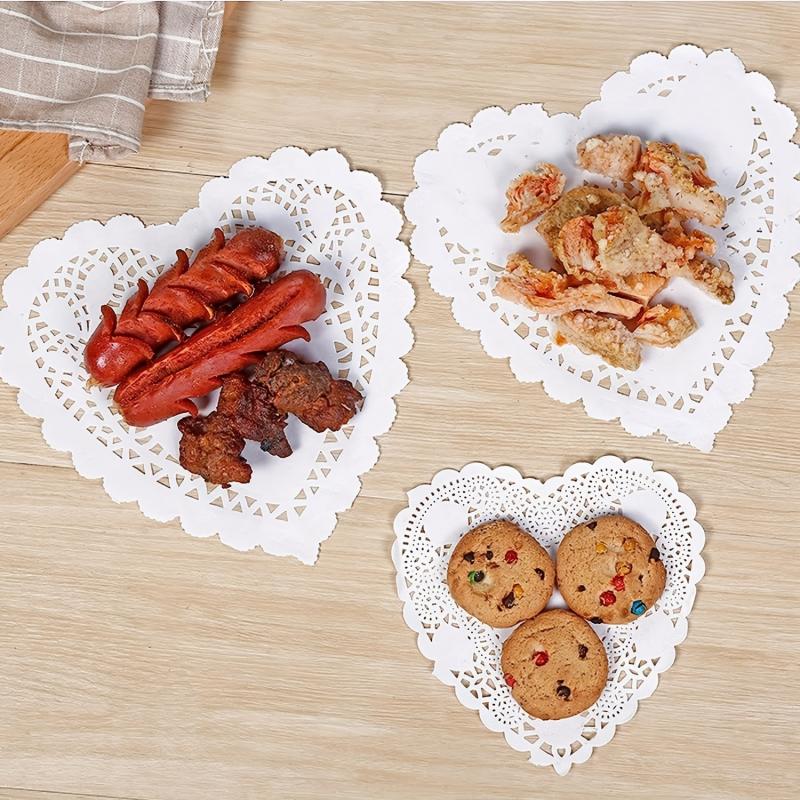 100pcs Heart Paper Doilies Lace Disposable Paper Placemats