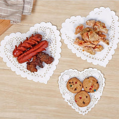 100pcs Heart Paper Doilies Lace Disposable Paper Placemats