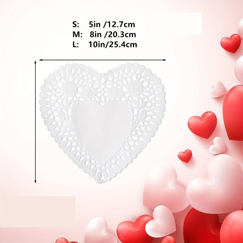 100pcs Heart Paper Doilies Lace Disposable Paper Placemats