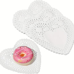 100pcs Heart Paper Doilies Lace Disposable Paper Placemats