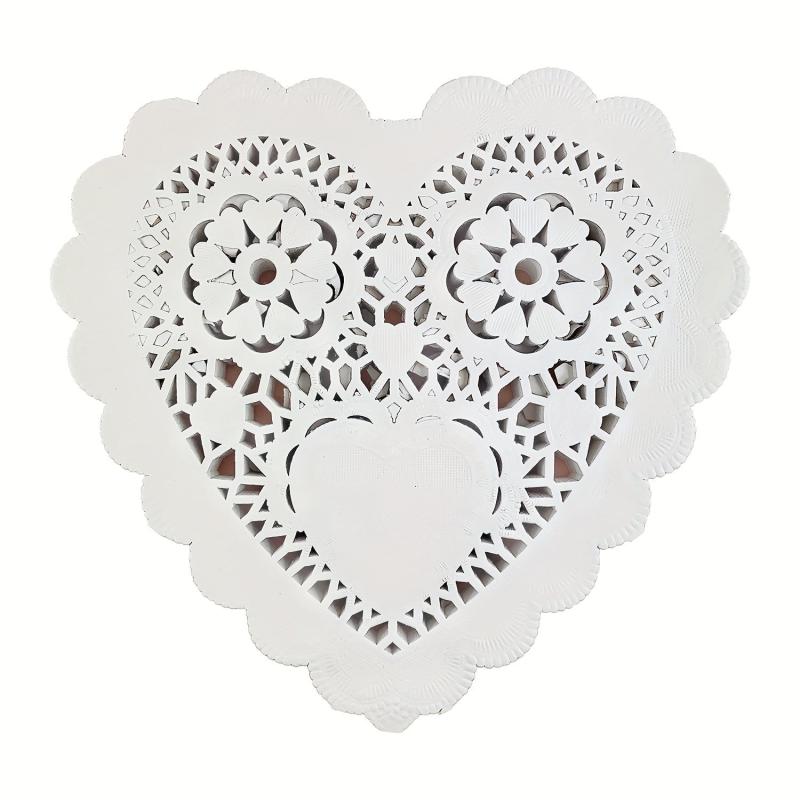 100pcs Heart Paper Doilies Lace Disposable Paper Placemats
